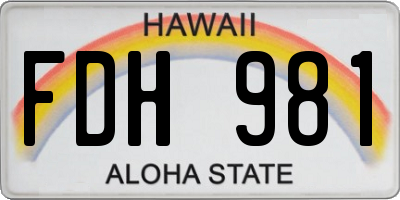 HI license plate FDH981