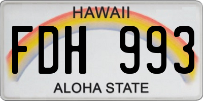 HI license plate FDH993