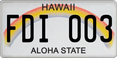 HI license plate FDI003