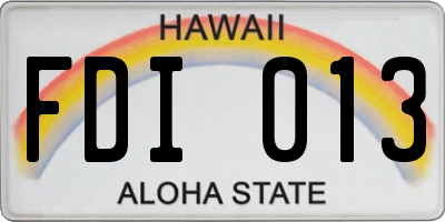 HI license plate FDI013