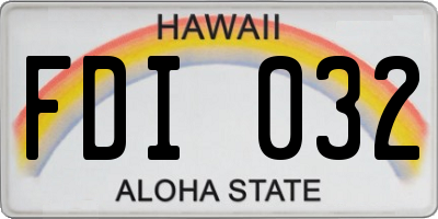 HI license plate FDI032