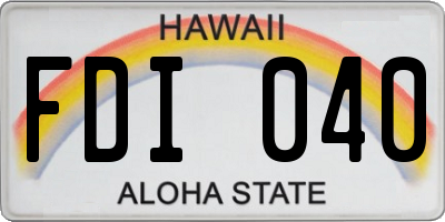 HI license plate FDI040
