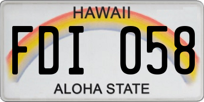 HI license plate FDI058