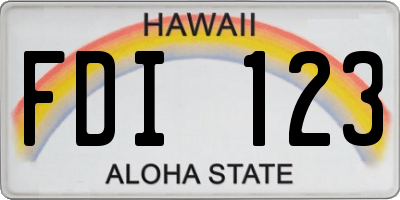 HI license plate FDI123