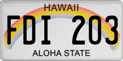 HI license plate FDI203