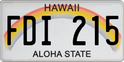 HI license plate FDI215