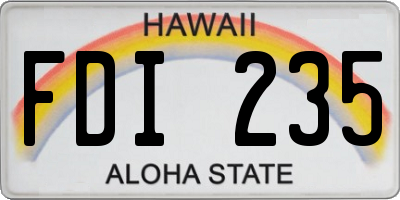 HI license plate FDI235