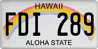 HI license plate FDI289