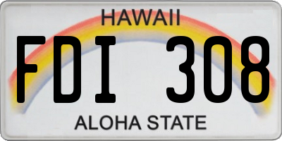 HI license plate FDI308