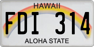 HI license plate FDI314