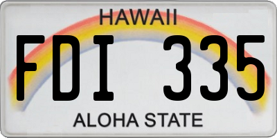 HI license plate FDI335