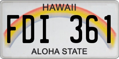 HI license plate FDI361