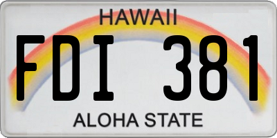 HI license plate FDI381