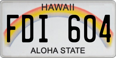 HI license plate FDI604
