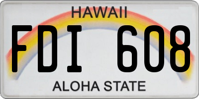 HI license plate FDI608