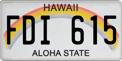 HI license plate FDI615