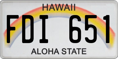 HI license plate FDI651
