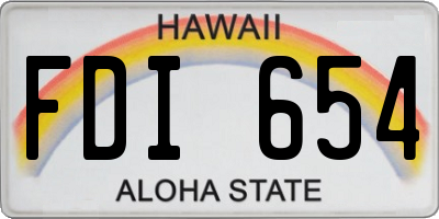 HI license plate FDI654