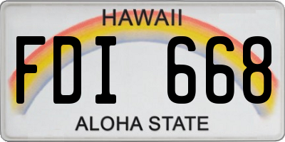 HI license plate FDI668