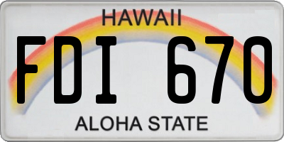 HI license plate FDI670