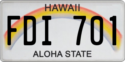 HI license plate FDI701