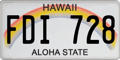 HI license plate FDI728