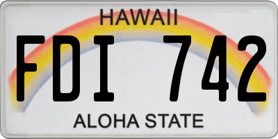 HI license plate FDI742