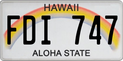 HI license plate FDI747