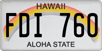 HI license plate FDI760