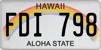 HI license plate FDI798