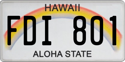 HI license plate FDI801