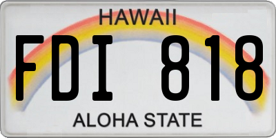 HI license plate FDI818