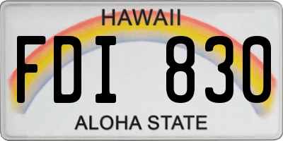 HI license plate FDI830