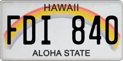 HI license plate FDI840