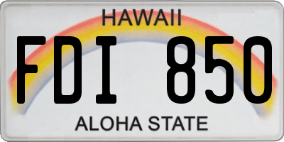 HI license plate FDI850