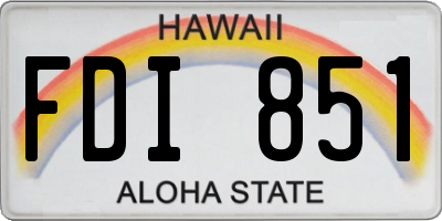 HI license plate FDI851