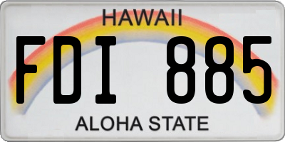 HI license plate FDI885