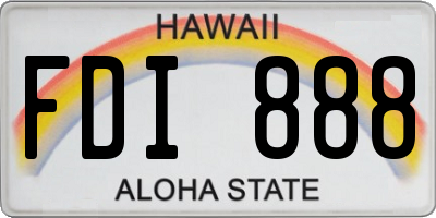 HI license plate FDI888