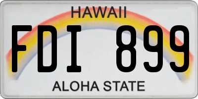 HI license plate FDI899