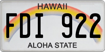 HI license plate FDI922
