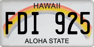 HI license plate FDI925