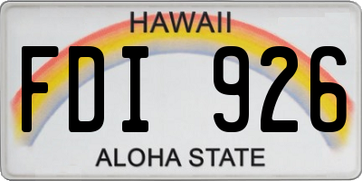 HI license plate FDI926
