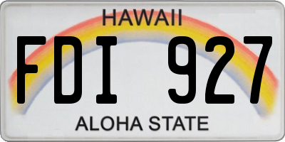 HI license plate FDI927