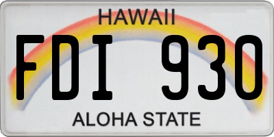 HI license plate FDI930