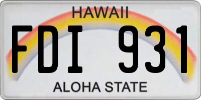 HI license plate FDI931