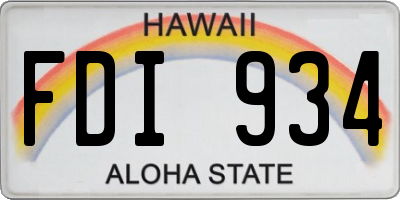 HI license plate FDI934