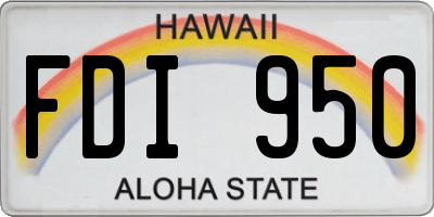 HI license plate FDI950