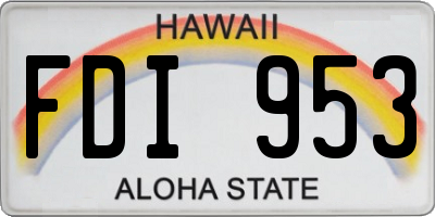 HI license plate FDI953