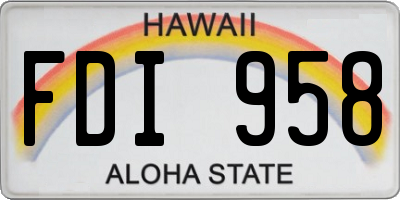 HI license plate FDI958