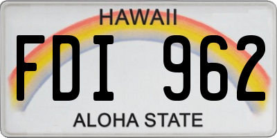 HI license plate FDI962